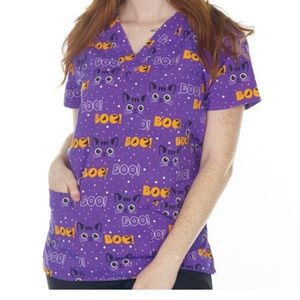 NWT Women’s Medium Boo Halloween I Love Scrubs Scrub Top